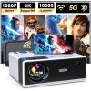 Projector with WiFi and Bluetooth;  5G WiFi Projector 4K Supported Native 1080P Full HD;  FUDONI 10000L Portable Projector;  50% Zoom 300" Display Out