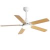 42 Inch Modern Ceiling Fan With 3 Color Dimmable Light 5 Blades Remote Control Reversible DC Motor White