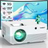 VIZONY Projector with 5G WiFi and Bluetooth, 15000L 500ANSI Full HD Native 1080P Projector, Support 4k & 350" Display with Carry Case