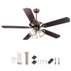 52Inch 5 Blades Ceiling Fan Light Antique Bronze Remote Control Without Bulb