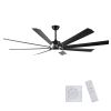 72 Inch Industrial DC Motor Ceiling Fan with light, Large Ceiling Fan with 8 Reversible Blades, 3 Downrods, 6-Speed Remote Control