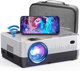 DBPOWER WiFi Projector, Upgrade 8500L Full HD 1080p Video Projector with Carry Case, Support iOS/Android Sync Screen, Zoom&Sleep Timer