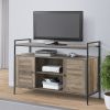 Rustic Oak and Black TV Stand with 2 Doors