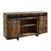 Rustic Oak TV Stand with 2 Barn Doors