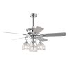 52'' Crystal Ceiling Fan Lamp With Remote Control 3 Speed (High, Mid, Low), 5 Reversible Blades for Living Room, Dining Room, Bedroom, Family Room