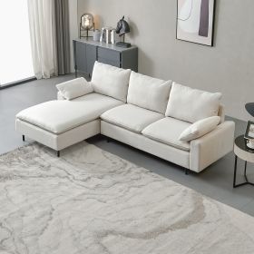 L-Shaped linen sectional sofa with right chaise,Beige