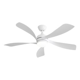 52 Inch Modern Led Ceiling Fan With 3 Color Dimmable 5 ABS Blades Remote Control Reversible DC Motor White For Bedroom