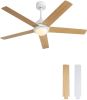 52 Inch Modern Led Ceiling Fan With 3 Color Dimmable 5 Plywood Blades Remote Control Reversible White For Bedroom