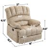 Large Manual Recliner Chair in Fabric for Living Room, Beige