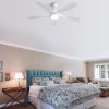 52 Inch Modern Led Ceiling Fan With 3 Color Dimmable 5 ABS Blades Remote Control Reversible DC Motor White For Bedroom