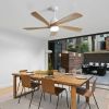 52 Inch Indoor Ceiling Fan With Dimmable LED Light 5 Solid Wood Blades Remote Control Reversible DC Motor With Smart APP Control