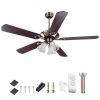 52Inch 5 Blades Ceiling Fan Light Antique Bronze Remote Control Without Bulb