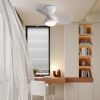 23 Inch Indoor Ceiling Fan With 3 Color Dimmable 3 ABS Blades Remote Control Reversible DC Motor White With 18W Led Light