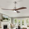 52" Ceiling Fan with Lights Remote Control,Quiet DC Motor 3 Wood Blade Ceiling Fans 6 Speed Levels,Reversible Ceiling Fan, for Patio Living Room