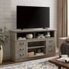 Traditional TV Media Stand Farmhouse Rustic Entertainment Console for TV Up to 65" with Open and Closed Storage Space, Light Gray