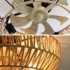 20 Inch New Boho Caged Ceiling Fan With Enclosed Rattan 6 Speeds Remote Control Reversible DC Motor For Living Room