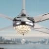 48 Inch Crystal Ceiling Fan With 3 Speed Wind 4 Iron Blades Remote Control AC Motor With Light