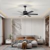 52 Inch Indoor Modern LED Ceiling Fan with Light and Remote Control, Reversible 6 Blades , Reversible Motor - (Matte Black)