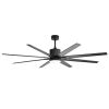 76 Inch Ceiling Fan with 18W Dimmable LED Light Remote Control 8 Solid Wood Blades Black for Living Room