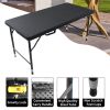 4ft Rattan Folding Table for Indoor&Outdoor, Portable Foldable Table Rattan Plaited Black