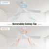 52 Inch Ceiling Fan Without Light, with Remote Control 6 Speed Quiet Reversible DC Motor