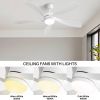 52 Inch Modern Ceiling Fan With 3 Color Dimmable Light 5 ABS Blades Smart Remote Control Reversible DC Motor White For Indoor