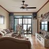 52 Inch Dual Crystal Shade Ceiling Fan with 5 Wood Blades, Two-color fan blade, AC Motor, Remote Control, Reversible Airflow, Multi-Speed