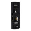 71" Corner Bar Cabinet with Five Shelves, Eight Bottle Cubbies and Stemware,Black