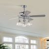 52'' Crystal Ceiling Fan Lamp With Remote Control 3 Speed (High, Mid, Low), 5 Reversible Blades for Living Room, Dining Room, Bedroom, Family Room