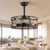 20.5" Caged Ceiling Fan 5 ABS Blades with Remote Control,Timer, 3 Speeds Indoor Ceiling Fan for Farmhouse, Bedroom Living Room,(No include Bulbs)