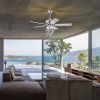 52 inch 4 Lights Ceiling Fan with 5 Wood Blades, Two-color fan blade, AC Motor, Remote Control, Reversible Airflow, 3-Speed, Adjustable Height