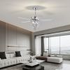 52 inch 4 Lights Ceiling Fan with 5 Wood Blades, Two-color fan blade, AC Motor, Remote Control, Reversible Airflow, 3-Speed, Adjustable Height