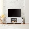 Modern Farmhouse TV Media Stand, Large Barn Inspired Home Entertainment Console, for TV Up to 70'', with Open Shelves and Closed Cabinets, White