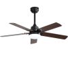 42 Inch Modern Ceiling Fan With 3 Color Dimmable Light 5 Blades Remote Control Reversible DC Motor Black For Bedroom