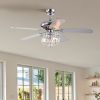 52 Inch Crystal Chandelier Fan Dual Finish Reversible Blades, Fandelier,Ceiling Fan With Remote Control 3 Speed (Low,Mid,High) for Living Room