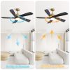 52 Inch Modern Ceiling Fan With Dimmable LED Light 5 Solid Wood Blades Smart Remote Control Reversible DC Motor Ceiling Fan