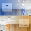 52 Inch Modern Ceiling Fan With 3 Color Dimmable Light 5 ABS Blades Smart Remote Control Reversible DC Motor White For Indoor