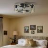 Flush Mount Ceiling Fans with Lights and Remote Control green Caged Low Profile Ceiling Fan Modern Metal Ceiling fanfor Farmhouse Dining Room Bedroom