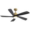 52 Inch Modern Ceiling Fan With Dimmable LED Light 5 Solid Wood Blades Smart Remote Control Reversible DC Motor Ceiling Fan