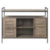 Rustic Oak and Black TV Stand with 2 Doors