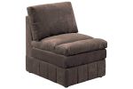 Contemporary 6pc Set Modular Sectional Set 2x One Arm Chair / Wedge 2x Armless Chairs 2x Ottomans Mink Morgan Fabric Plush Living Room Furniture