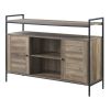 Rustic Oak and Black TV Stand with 2 Doors