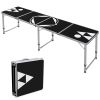 Outsunny 8ft Portable Beer Pong Table with Adjustable Legs, Folding Camping Table, Aluminum Picnic Table, for Party, Travel, BBQ, Beach