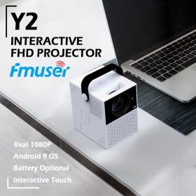 FMUSER Y2 Portable Interactive 4K 1080P Projector;  Smart WIFI Mini Android TV Home Led Video Game Movie Outdoor Camping Proyector Beamer support HDMI (Color: Android No Battery (1G RAM+8G ROM))