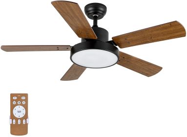 Simple Deluxe 44-inch Ceiling Fan with LED Light and Remote Control, 6-Speed Modes, 2 Rotating Modes , Timer (Color: as Pic)