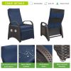 Outdoor Adjustable Wicker Recliner with Flip Table