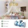 30 Inch Caged Ceiling Fan With Light Crystal Lampshade 6 Light Bases